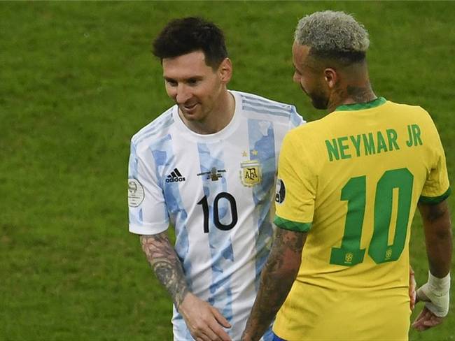Lionel Messi y Neymar Jr en la final de la Copa América 2021. Foto: MAURO PIMENTEL/AFP via Getty Images