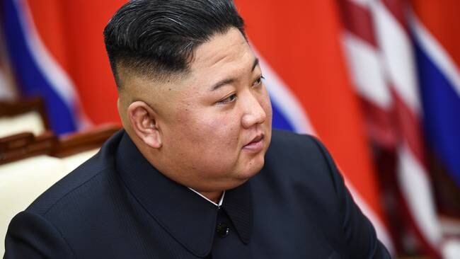 North Korea&#039;s leader Kim Jong Un attends a meeting with US President Donald Trump on the south side of the Military Demarcation Line that divides North and South Korea, in the Joint Security Area (JSA) of Panmunjom in the Demilitarized zone (DMZ) on June 30, 2019. (Photo by Brendan Smialowski / AFP)        (Photo credit should read BRENDAN SMIALOWSKI/AFP via Getty Images)