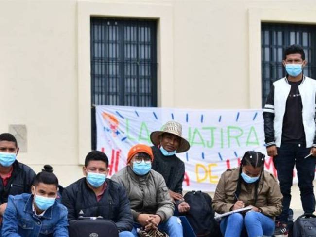 Jóvenes realizan huelga de hambre en defensa de La Guajira y contra el Gobierno. Foto: Twitter: Organización Nacional Indígena de Colombia