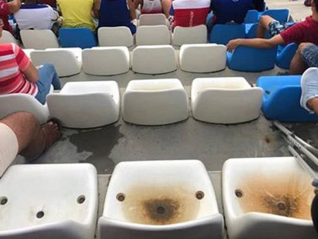 El reclamo por el desaseo del estadio de fútbol de Santa Marta. Foto: Cortesía Inred