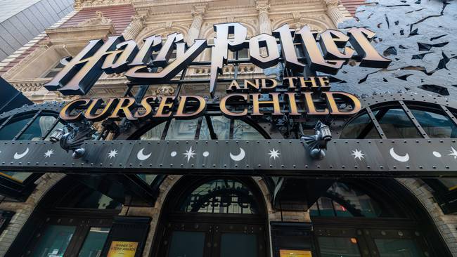 NEW YORK, NEW YORK - JUNE 08:A view outside &#039;Harry Potter and the Cursed Child&#039; play at the Lyric Theatre in Times Square on June 08, 2021 in New York City. On May 19, all pandemic restrictions, including mask mandates, social distancing guidelines, venue capacities and curfews were lifted by New York Governor Andrew Cuomo.  (Photo by Noam Galai/Getty Images)