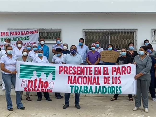 Cerca de 350 trabajadores del sector salud aseguran que les deben salarios desde hace 6 meses en Sahagún. Foto: cortesía.