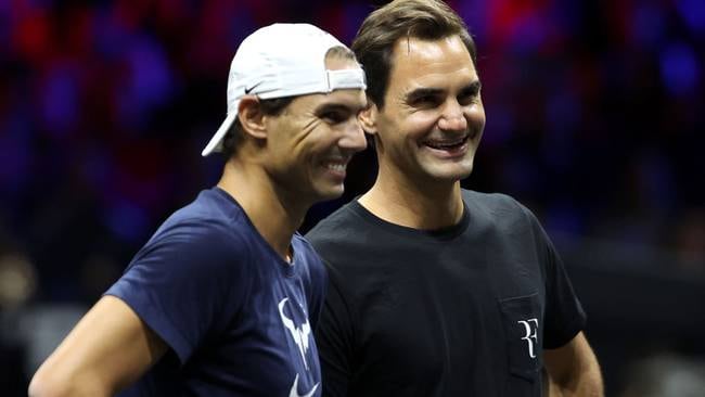 Rafael Nadal y Roger Federer. Foto: Julian Finney / Getty Images for Laver Cup