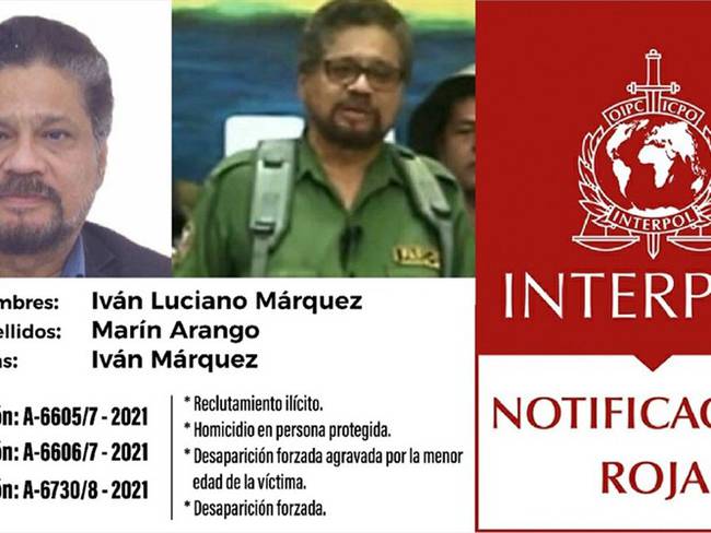 Circular roja de Interpol contra ‘Iván Márquez’. Foto: Interpol