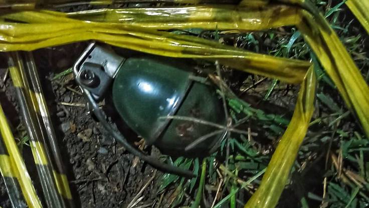En la escena se encontró una granada de fragmentación. Crédito: Red de Apoyo Cauca. 