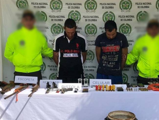 Capturan a dos presuntos integrantes del Clan del Golfo en el sur de Córdoba. Foto: Prensa Policía de Córdoba