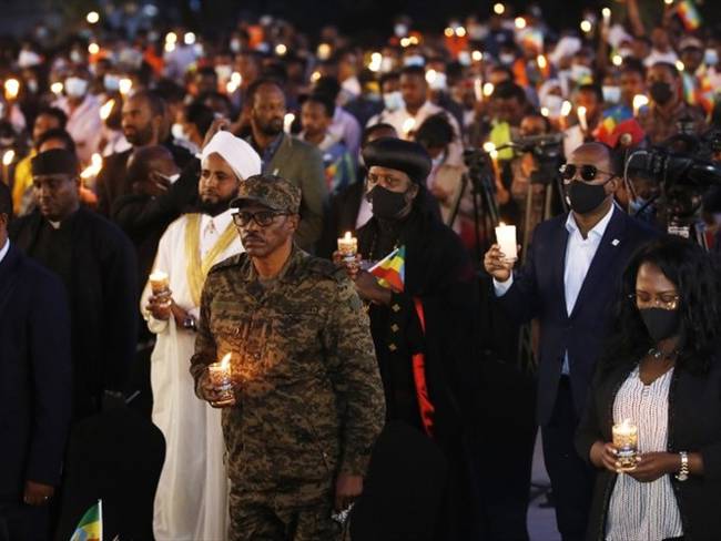 Homenaje a las vícitmas del conflicto con los rebeledes de Tigray en Etiopía. Foto: Getty Images