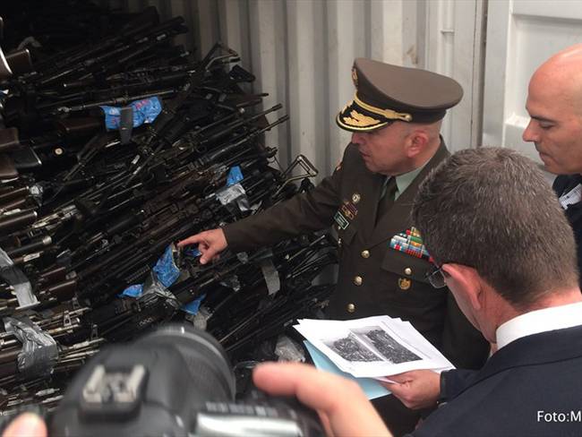 Misión de la ONU entregó al Gobierno material de armas inhabilitadas de las Farc. Foto: Cortesía Misión de la Onu en Colombia