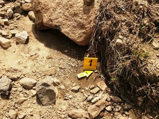 Los investigadores encontraron 8 vainillas calibre 9 milímetros. Crédito: Red de Apoyo Cauca. 