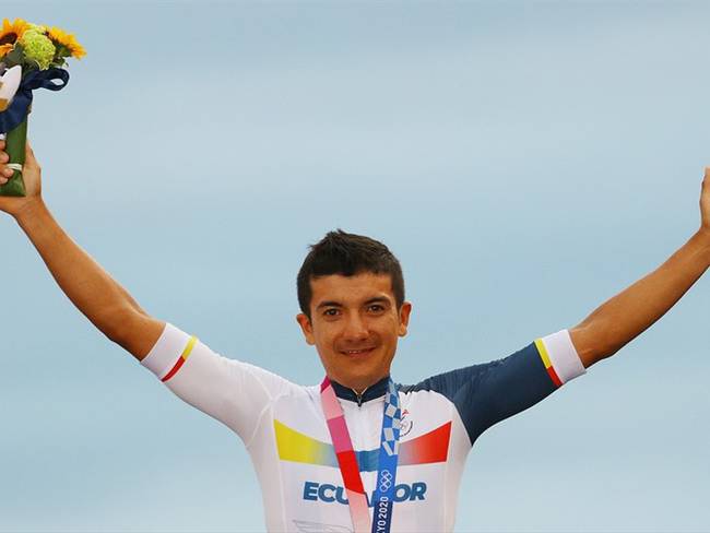 Richard Carapaz, ciclista ecuatoriano ganador de medalla de oro en los Juegos Olímpicos Tokio 2020. Foto: Tim de Waele/Getty Images