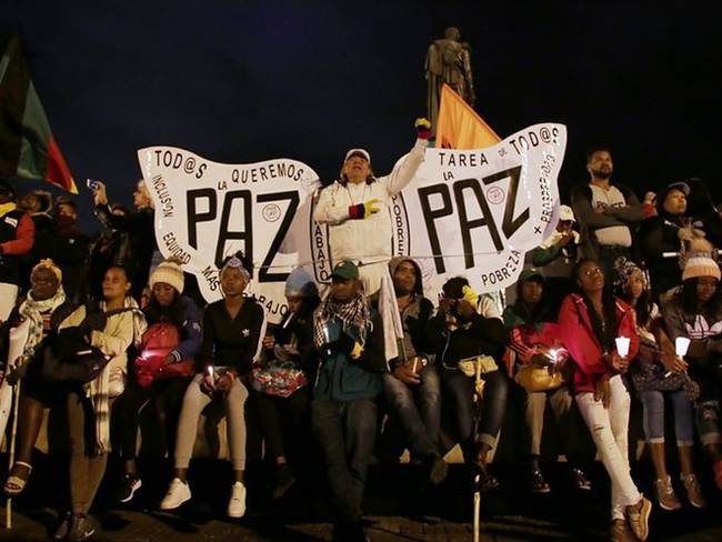 Foto de la velatón por los líderes sociales, en Bogotá. Foto: Colprensa