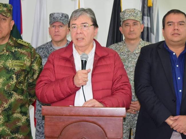 El ministro de defensa, Carlos Holmes Trujillo se refiere al paro nacional del 21 de noviembre . Foto: Gobernación del Cauca