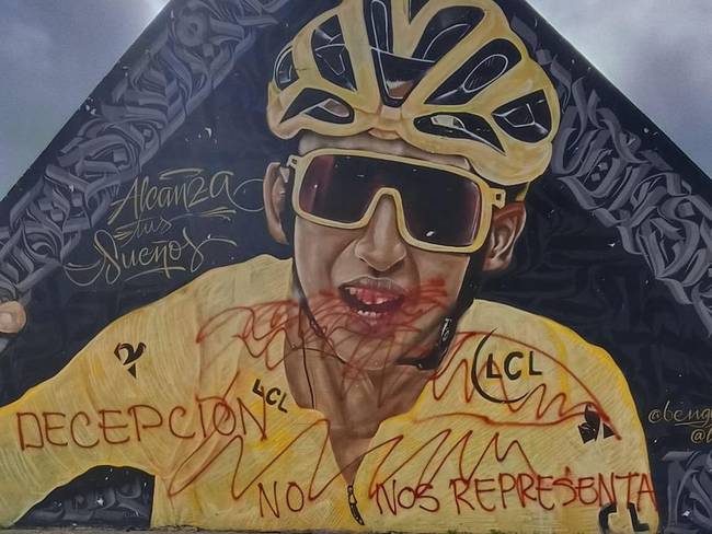 Mural de Egan Bernal en Zipaquirá. Foto: Crédito: Instituto Municipal de Cultura, Recreación y Deportes de Zipaquirá.