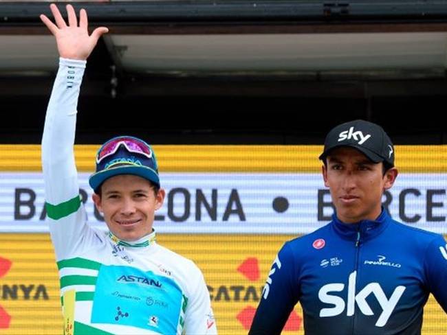 Miguel Ángel López y Egan Bernal en la Vuelta Catalunya en 2020. Foto: Getty Images/ JOSEP LAGO / Colaborador