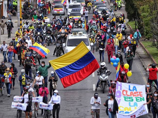 Manifestaciones durante el paro nacional en Colombia. Foto: Colprensa - Camila Díaz