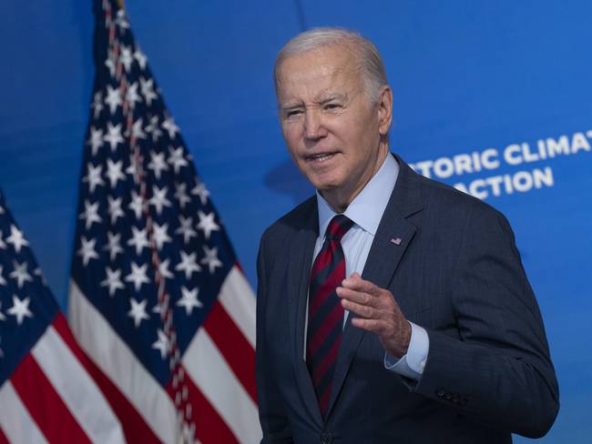 Washington (United States), 14/11/2023.- US President Joe Biden makes remarks on his Administration&#039;Äôs actions to address the climate crisis in the South Court Auditorium in Washington, DC, USA, 14 November 2023. EFE/EPA/Chris Kleponis / CNP / POOL