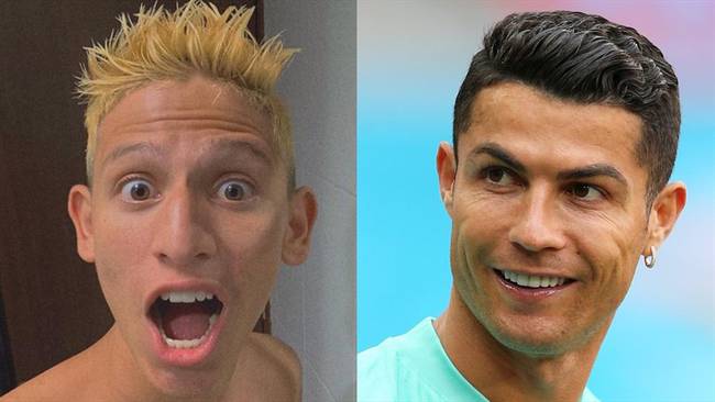 Influencer colombiano La Liendra y futbolista Cristiano Ronaldo. Foto: Instagram: @la_liendraa / Alex Livesey - UEFA/Getty Images