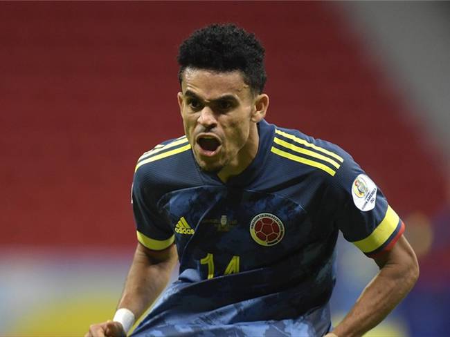 Luis Díaz celebró su segundo gol ante Perú en la Copa América. Foto: Pedro Vilela/Getty Images
