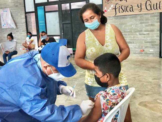 Retoman vacunación en menores de 3 a 11 años en Montería. Foto: prensa Alcaldía Montería.      