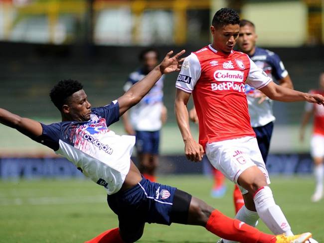 Juego entre Independiente Santa y Junior de Barranquilla en liga colombiana. Foto: Colprensa - Cortesía Dimayor