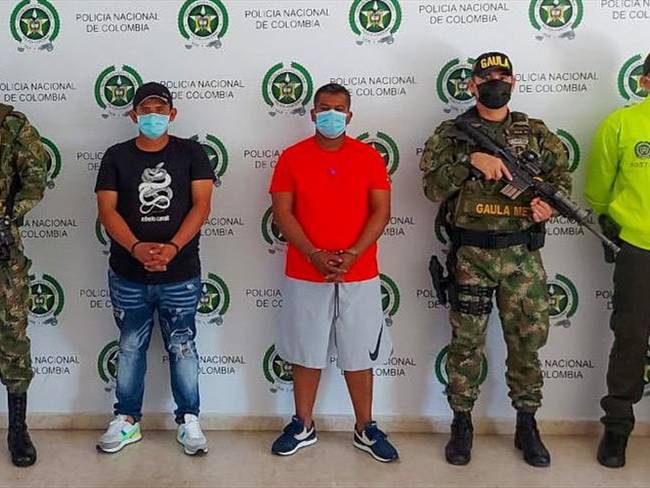 Capturados ‘Diablo’ y Juanchito’ del grupo delincuencial &#039;Los Puntileros&#039;. Foto: Ejército Nacional