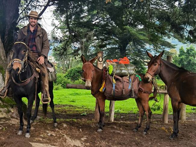 Un colombiano se propone llegar hasta Argentina viajando con tres mulas