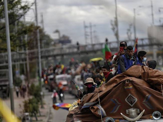 Movilizaciones en Bogotá. Foto: Colprensa.