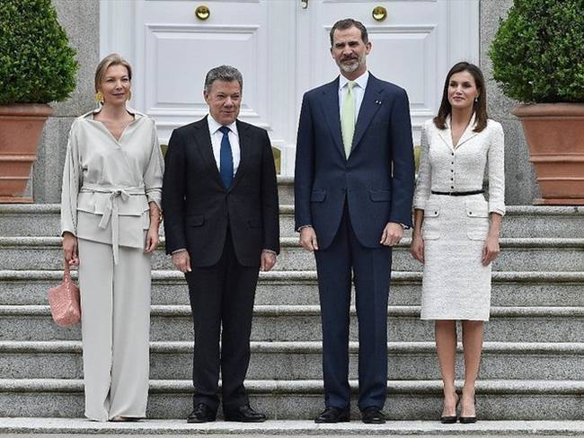 Ayer lunes 14 de mayo, el presidente Juan Manuel Santos y su esposa Maria Clemencia se despidieron de España y de su gira por Europa. Foto: Colprensa