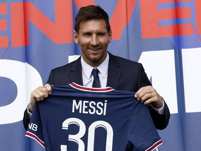 Lionel Messi en su presentación con el PSG. Foto: Antoine Gyori/ Corbis via Getty Images