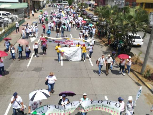 Marcha de profesores en Colombia imagen de referencia. Foto: W Radio.