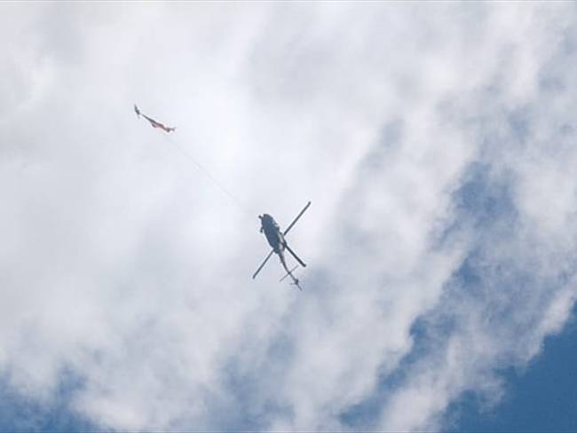 La Fuerza Aérea Colombiana confirmó que dos soldados murieron al caer de uno de los helicópteros cuando llegaban al aeropuerto Olaya Herrera de Medellín.. Foto: Foto: Cortesía