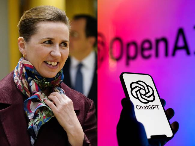 Primera ministra de Dinamarca, Mette Frederiksen y Chat GPT | Fotos: GettyImages
