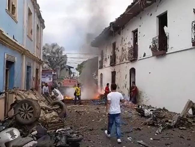 Carro bomba en Corinto, Cauca. Foto: Cortesía Ferney Meneses