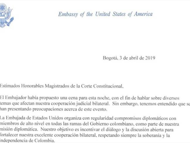 El embajador de Estados Unidos en Colombia, Kevin Whitaker, canceló reunión que tenía con magistrados colombianos. Foto: Redacción W Radio