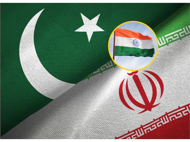 Banderas de Irán, Pakistán e India. Foto: Oleksii Liskonih y menonsstocks vía Getty Images.
