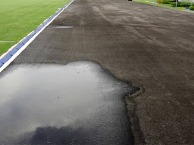 Así luce la pista atlética de Barranquilla. Foto: El Heraldo.