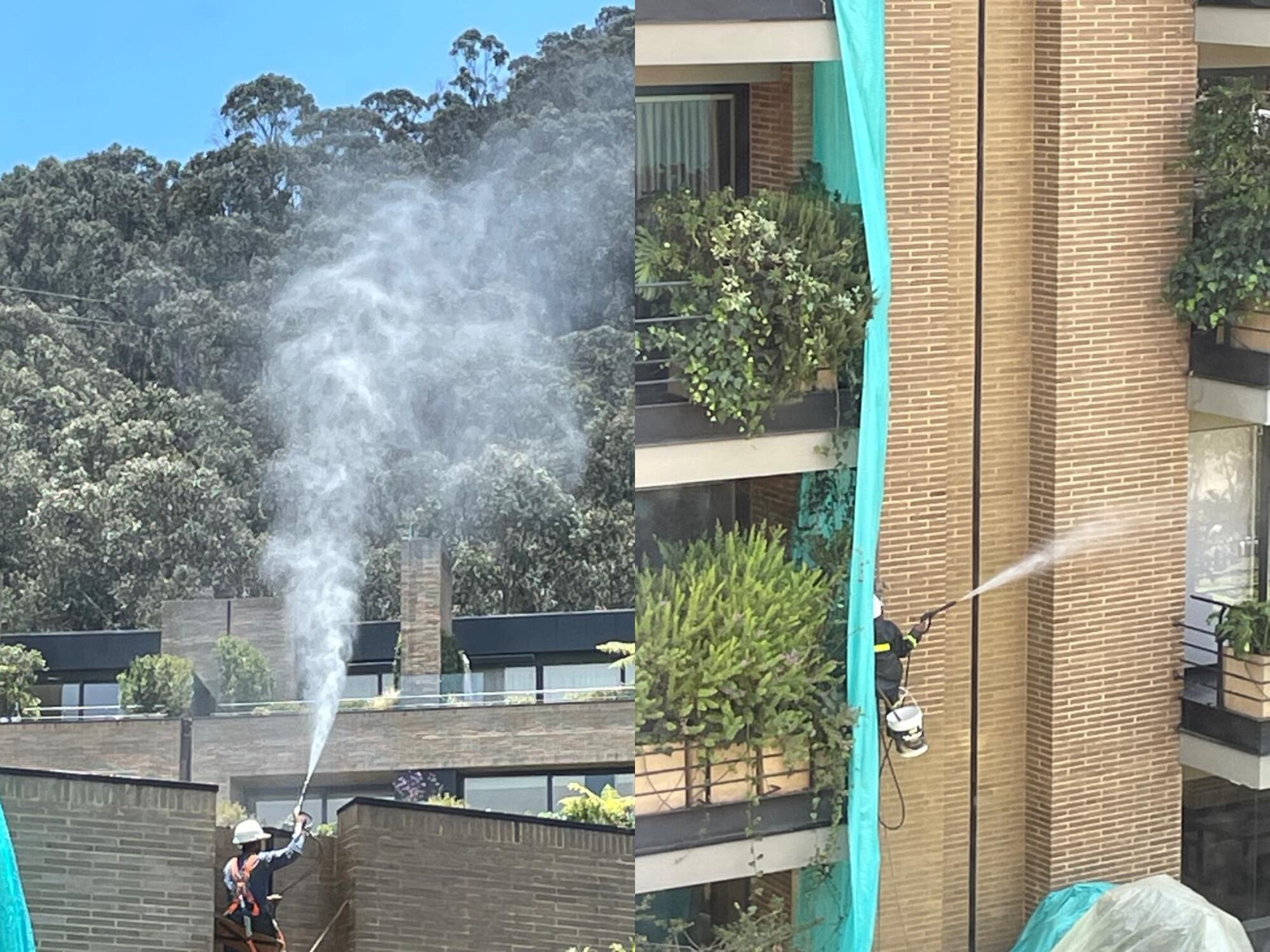 Lavado de fachadas en conjunto de Santa María Reserva Urbana. Fotos: Suministradas