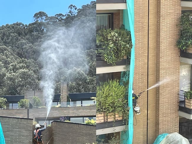 Lavado de fachadas en conjunto de Santa María Reserva Urbana. Fotos: Suministradas