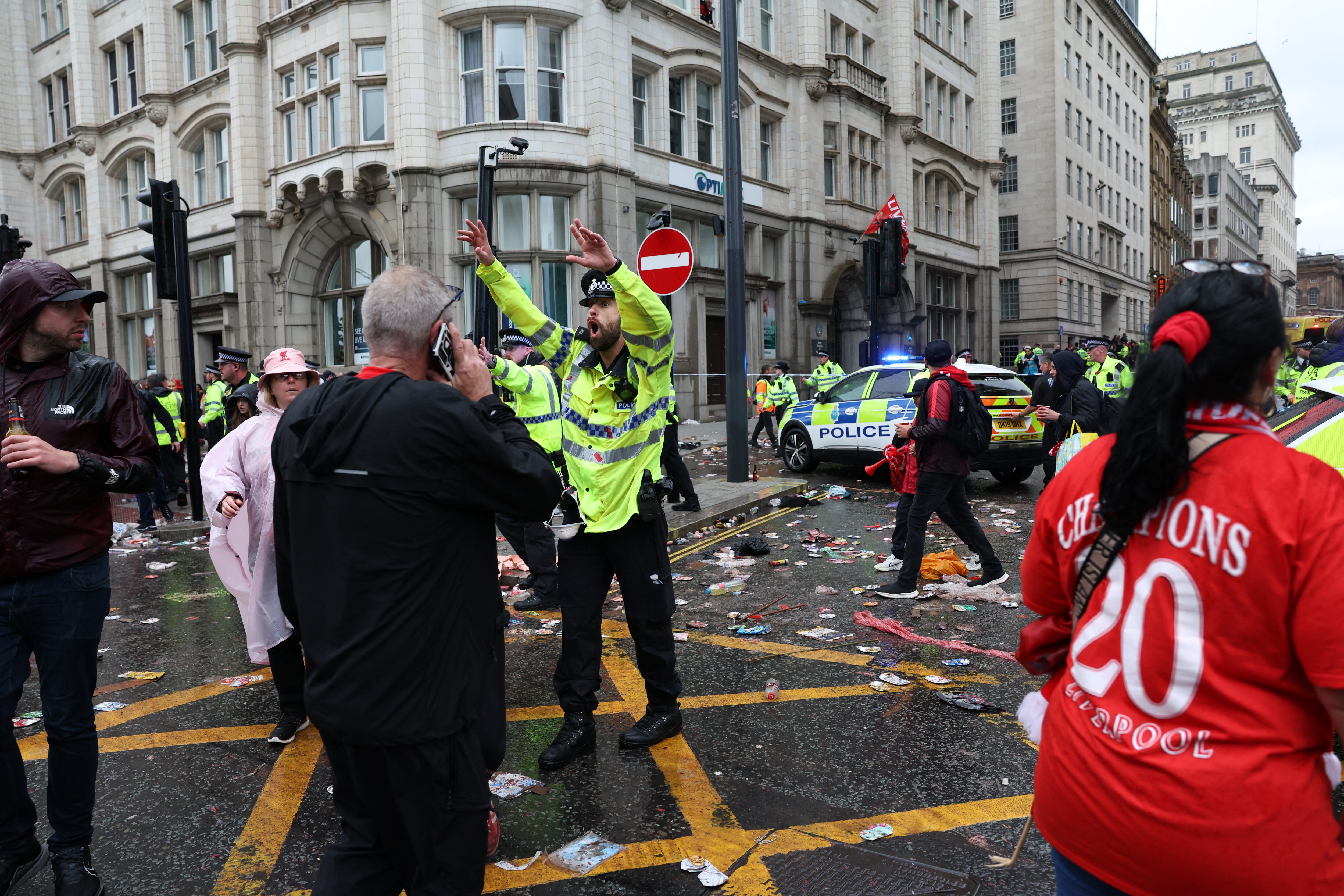Accidente en Liverpool. Foto: DARREN STAPLES/AFP via Getty Images.          
