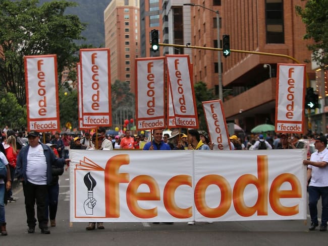 Imagen de referencia de manifestaciones de Fecode en Bogotá. Foto: Colprensa.