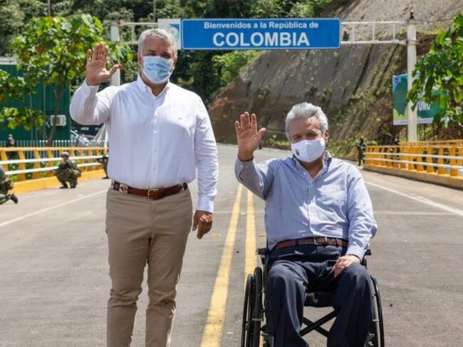 Iván Duque aseguró que antes del mes de junio se inaugurará esta carretera, antes de que su homólogo ecuatoriano, Lenin Moreno, entregue la Presidencia. Foto: Presidencia de la República