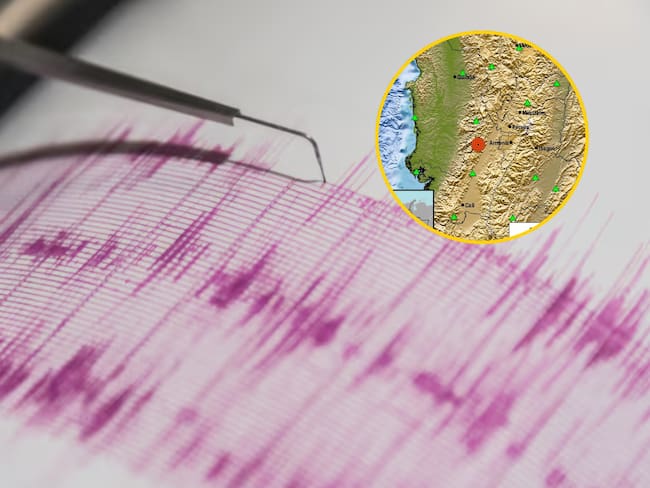 Temblor en El Davio, Valle del Cauca, este domingo, 10 de agosto de 2025. Fotos: Getty Images y Servicio Geológico Colombiano.