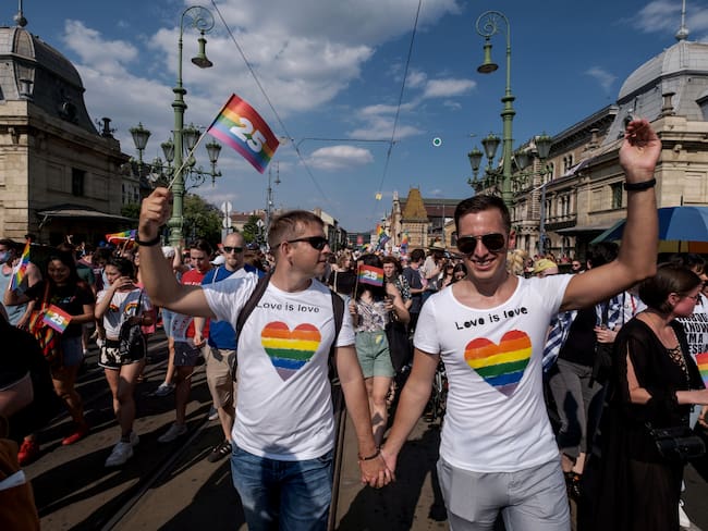 Marcha del Pride en Budapest, Hungría.Foto de Janos Kummer/Getty Images