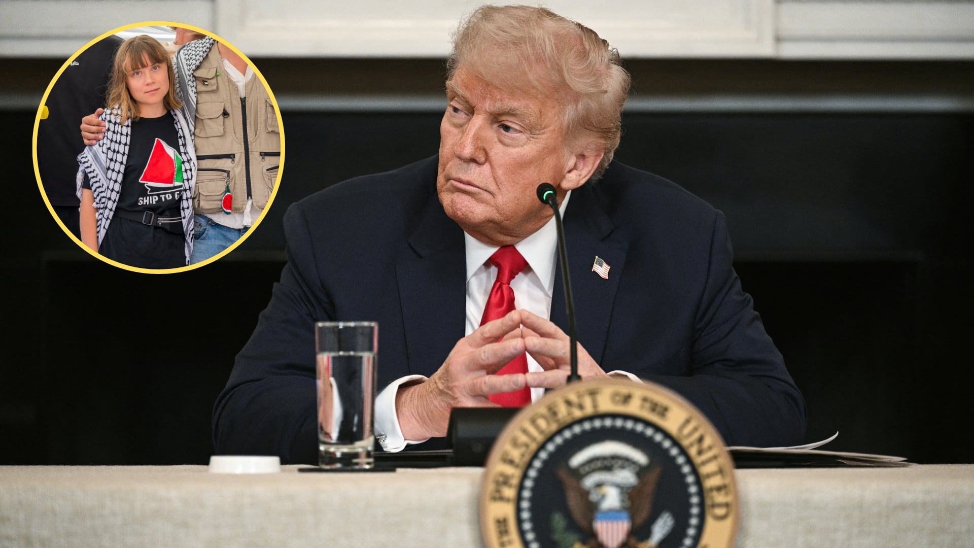 Donald Trump, Foto: BRENDAN SMIALOWSKI/AFP via Getty Images. - Greta Thunberg. Foto: Fabrizio Villa/Getty Images.