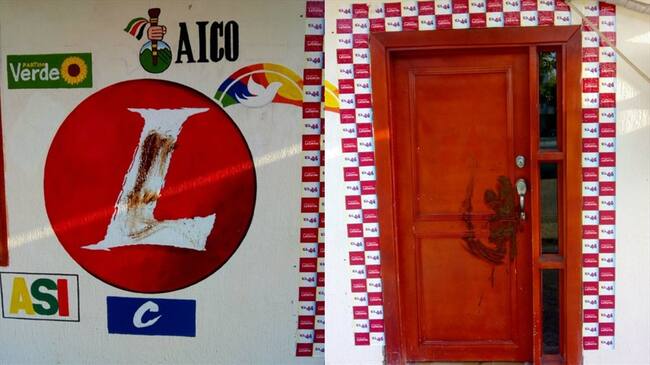 Atacan con excremento sede política en Córdoba. Foto: Cortesía