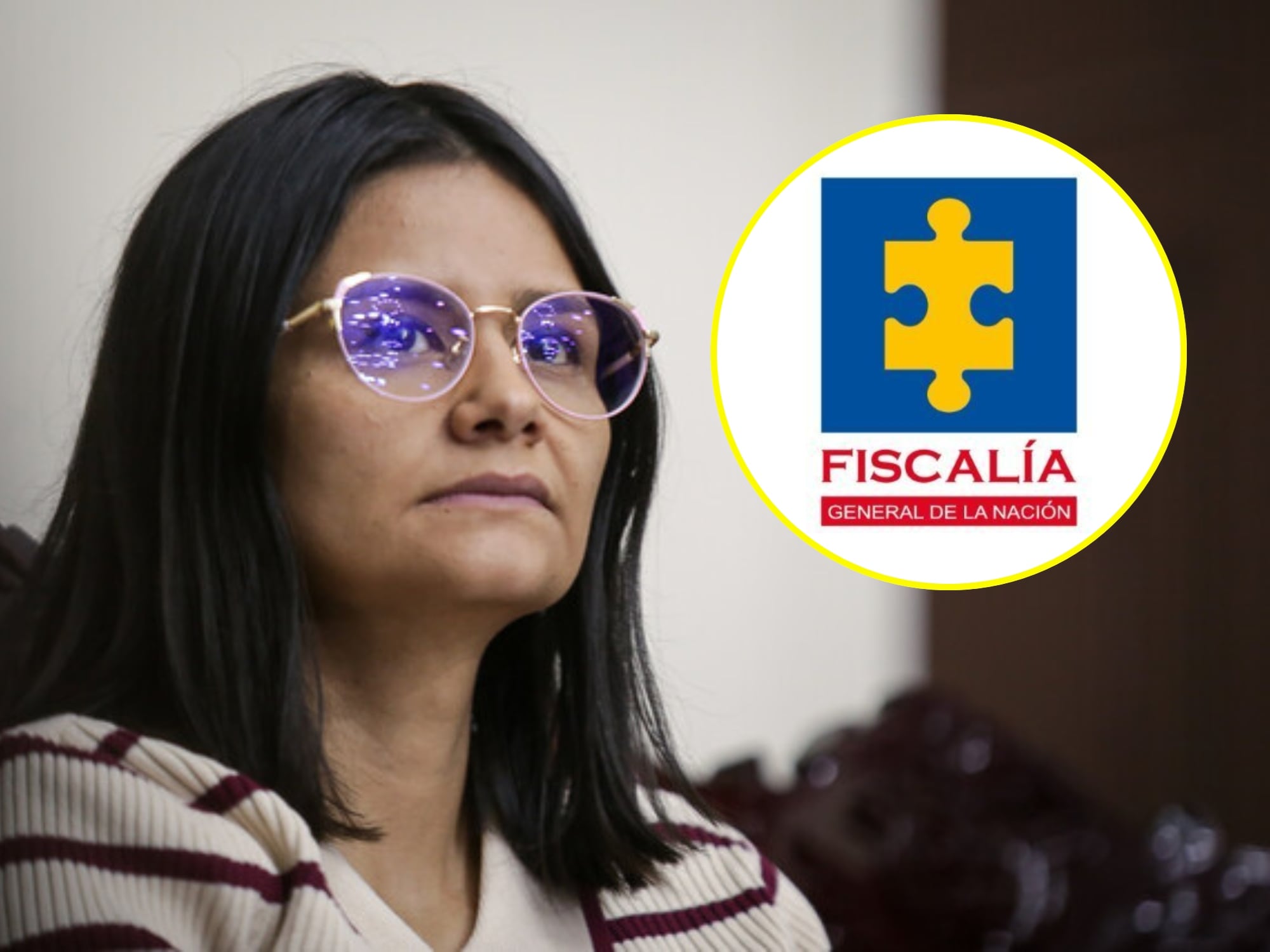 Angie Rodríguez y logo de Fiscalía. Fotos: (Colprensa - Cristian Bayona) / X @FiscaliaCol