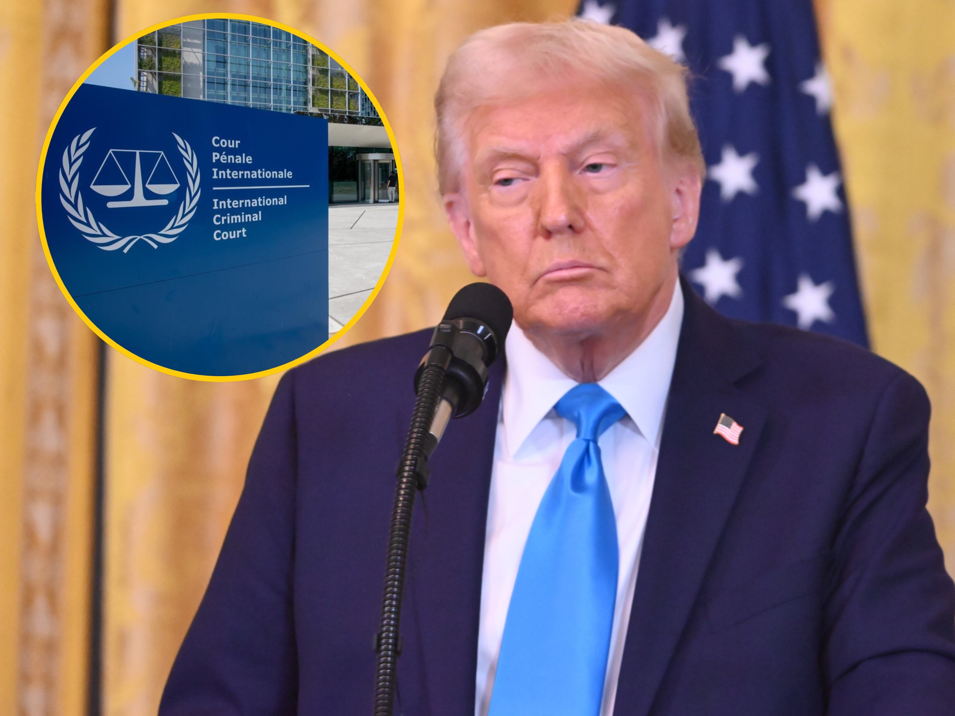 Imagen de referencia de Donald Trump y Corte Penal Internacional (CPI). FOTO: Getty Images