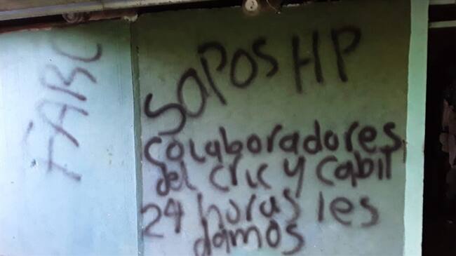 Así fueron pintadas las paredes de la vivienda del dirigente . Foto: Cric