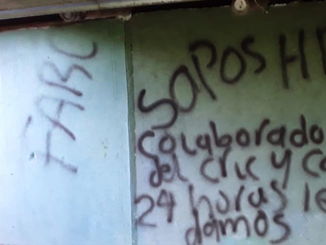 Así fueron pintadas las paredes de la vivienda del dirigente . Foto: Cric