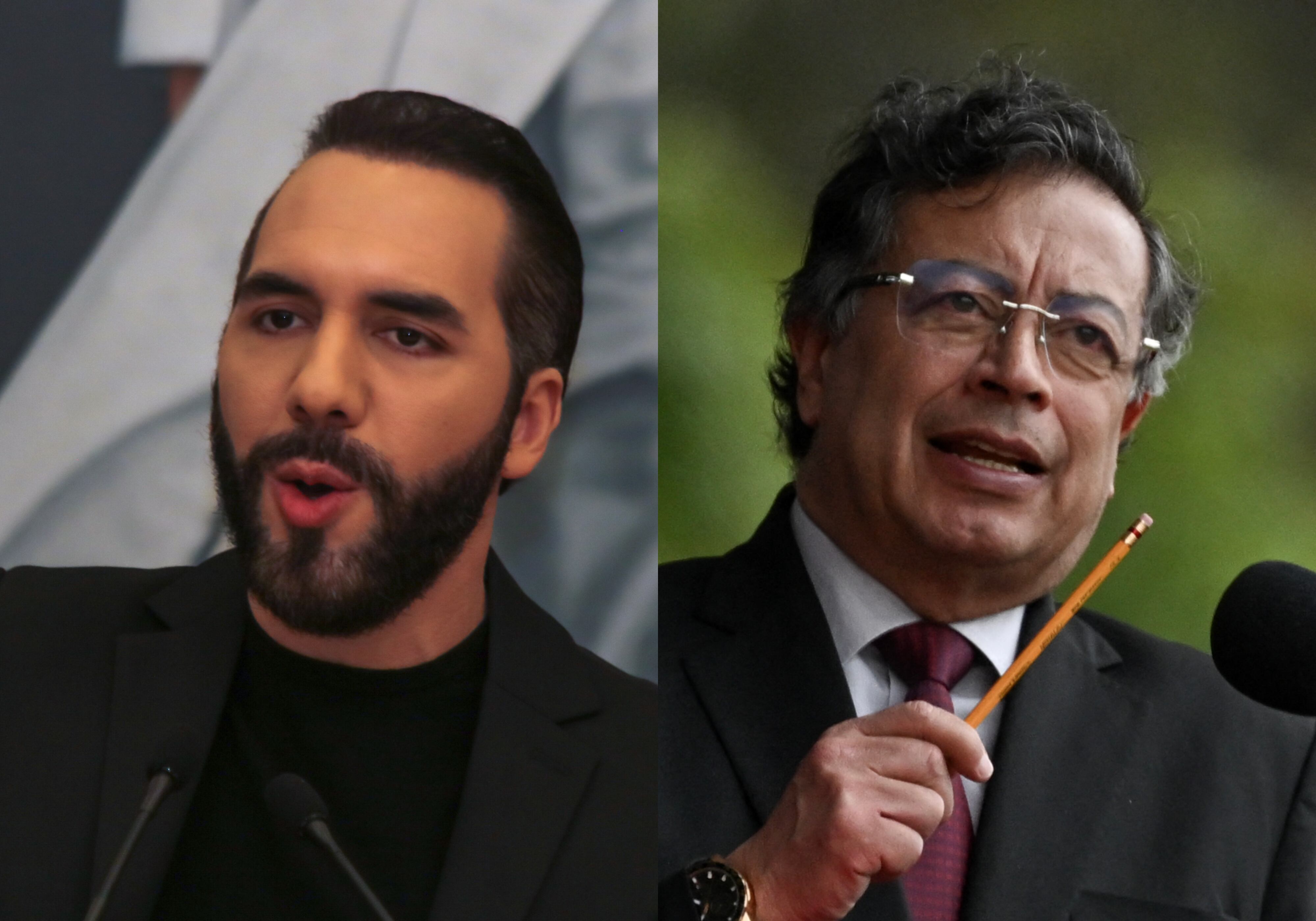 El presidente de El Salvador, Nayib Bukele (Alex Peña/Getty Images), y el presidente de Colombia, Gustavo Petro ( Luis Acosta/AFP vía Getty Images)